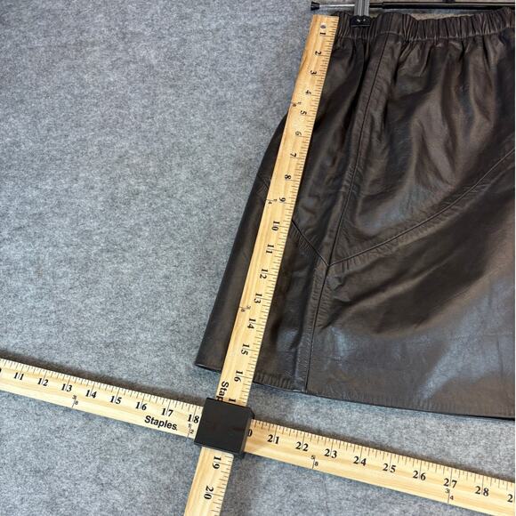 Vintage Y2K A-Line Skirt Womens Size 14 Brown Leather Lined Grunge Knee Length - Picture 3 of 6